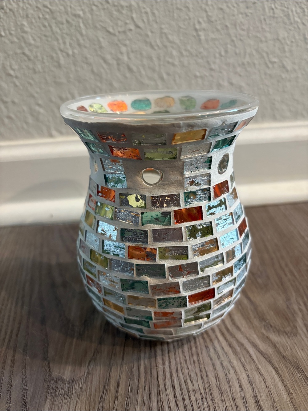 Mosaic Glass Votive Holder - Multicolor